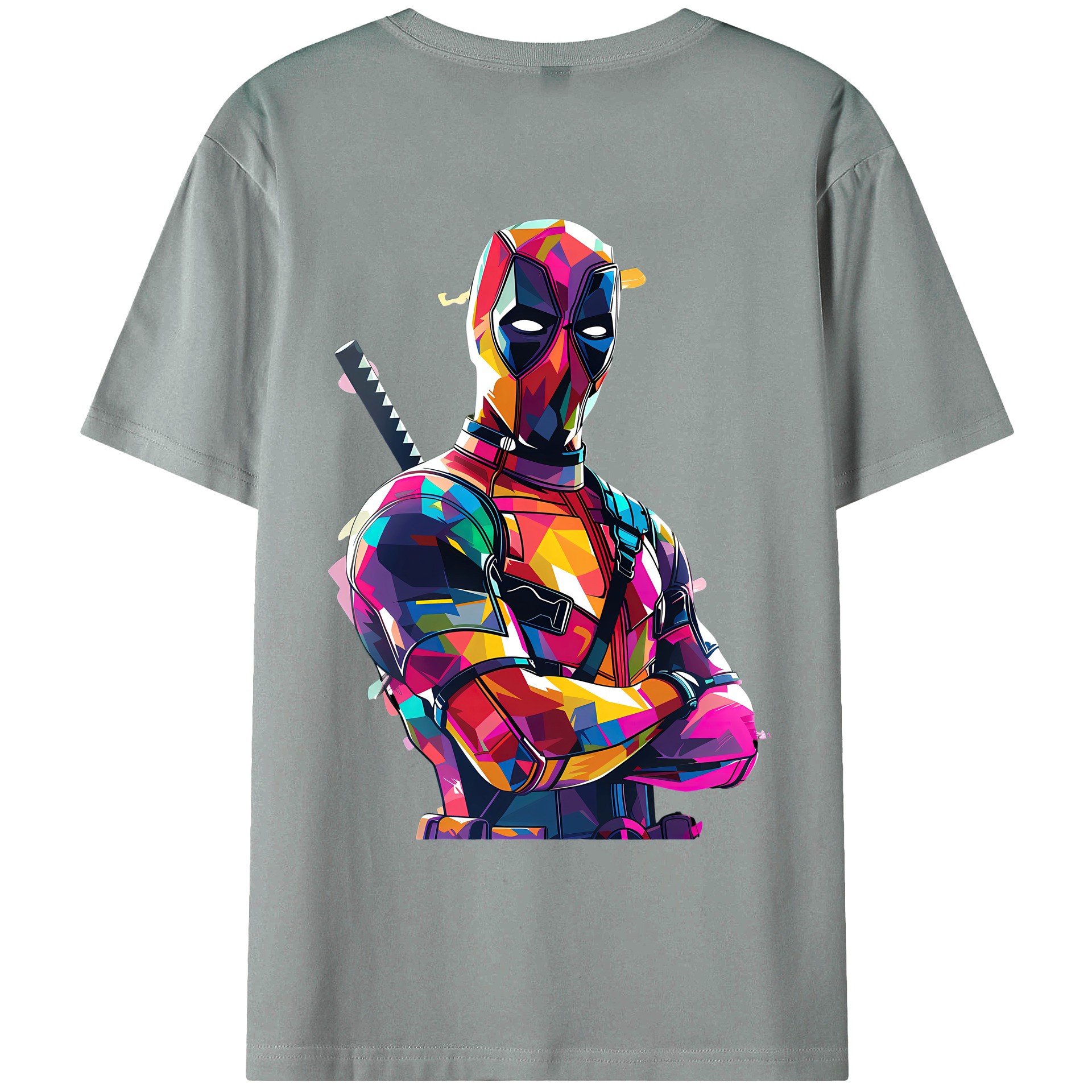 （画像用） Deadpool デッドプール 綿100％ メンズ半袖Tシャツ（バックプリント） 通気性